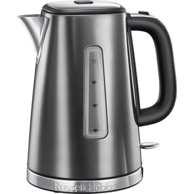 Russell Hobbs Luna Grey Stainless Steel 1.7L Cordless Electric Kettle (Quiet & Fast Boil 3KW, Removable washable anti-scale filter, Easy push button