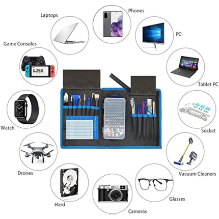 oGoDeal 155 in 1 Precision Screwdriver Set Professional Electronic Repair Tool Kit for Computer, Eyeglasses, iPhone, Laptop, PC, Tablet,PS3,PS4,Xbox,MacBook,Camera,Watch,Toy,Jewelers,Drone (Blue)