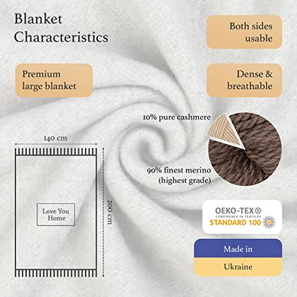 LYHome Cashmere Blanket with Merino - Wool Throw, Sofa Bed and Couch Large Bedspread, Extra Soft Warm Throws for Sofas Chairs, Single Double Size
