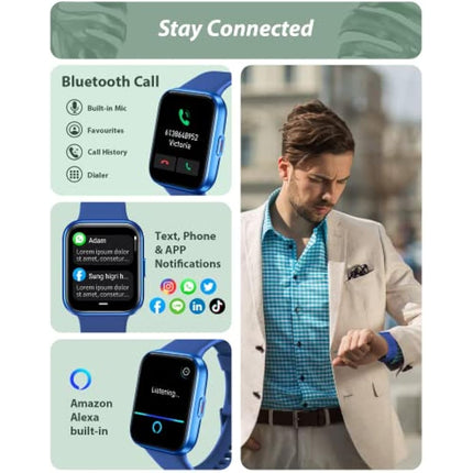 Smart Watch for Men Women (Answer/Make Call), Alexa Built-in, 1.8" Touch Screen Fitness Watch with SpO2 Heart Rate Sleep Monitor, 100 Sport, IP68 Waterproof Step Counter Smart Watch for iPhone Android