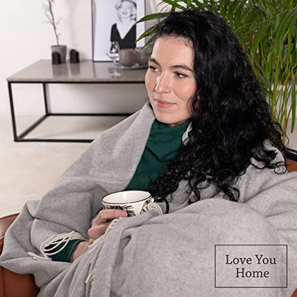 LYHome Cashmere Blanket with Merino - Wool Throw, Sofa Bed and Couch Large Bedspread, Extra Soft Warm Throws for Sofas Chairs, Single Double Size