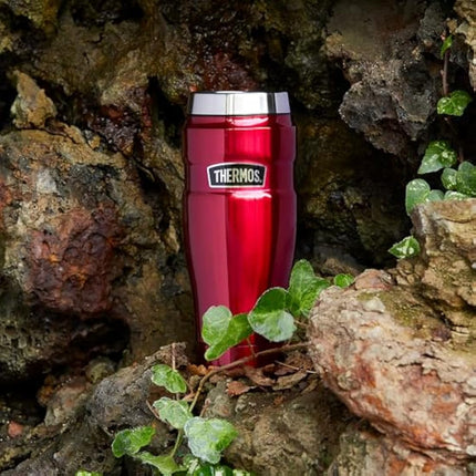 Thermos Stainless King Travel Tumbler & Multi- Purpose Flask- 470ml Insulated Hot & Cold Water Bottle for Daily Commute & Weekend Adventures - Sleek Design in Raspberry, 5-Year Durability