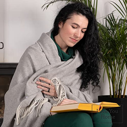 LYHome Cashmere Blanket with Merino - Wool Throw, Sofa Bed and Couch Large Bedspread, Extra Soft Warm Throws for Sofas Chairs, Single Double Size