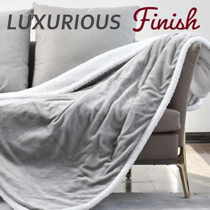 GlamHaus Heated Throw Electric Fleece Over Blanket Sofa Bed Large 160 X 130cm - 9 Heat and 9 Timer Auto Shut Off, Soft, Reversible Design, Digital Control, Machine Washable (Light Grey)