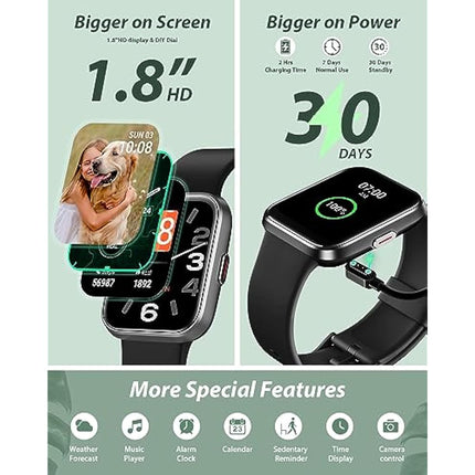 Smart Watch for Women(Answer/Make Call), Alexa Built-in 1.8" Touch Screen Fitness Watch with SpO2 Heart Rate Sleep Monitor, 100 Sport, IP68 Waterproof Step Counter Ladies Smartwatch for iPhone Android