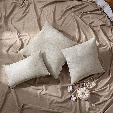 GONOVE Cushion Covers 60×60cm Solid Soft Cotton Linen Throw Pillow Cover Set of 4 Decorative Plain Pillowcase Square Cushion Cover for Home Sofa Bed Chair Décor, Beige