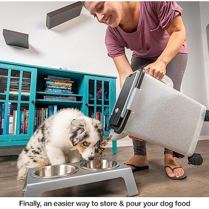 PetFusion Portable Dog & Cat Food Container - Heavy Duty Food Bin With Wheels, 10kg Storage (42 x 30 x 48cm)