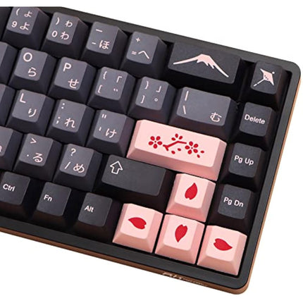 MOLGRIA Keycaps 136 Set Night Sakura for Full Sized Keyboard, Custom PBT Cherry Profile Key Caps Japanese Style with Keycap Puller for Cherry MX 104/87/68/61 60 Percent ANSI/ISO Layout Keyboard