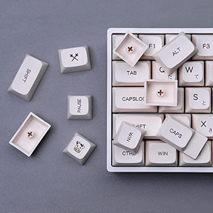 PBT Keycaps 137 Keys XDA Profile DYE-SUB Personalized White Yellow Honey Milk Japanese Keycap Suitable for Mechanical Gaming Keyboard (Japanese)
