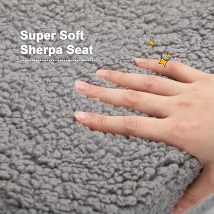 BEJOY Kids Sofa Bed 2-in-1 Flip Out Cuddly Sherpa Toddler Couch Convertible Chair to Lounger Children Sofa Bed Children's Day and Birthday Gift for Girls Boys, Grey