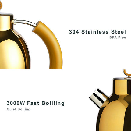 ASCOT Electric Kettle, Stainless Steel Electric Tea Kettle Gifts for Men/Women/Family 1.5L 2200W Retro Tea Heater & Hot Water Boiler, Auto Shut-Off