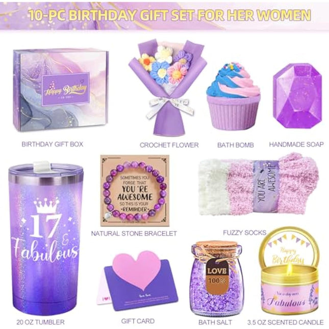 17th Birthday Gifts for Girls, Gifts for 17 Year Old Girls, 17 Year Old Girl Gifts, Gift Ideas for Female Daughter Sister Niece Granddaughter Best Friends, 17th Birthday Decorations
