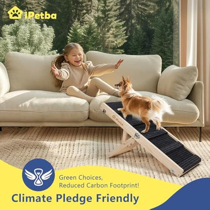 iPetba Dog Ramp for Sofa Bed Car Folding Pet Ramps for Small Dogs Cats Adjustable Height 53cm, Up to 15kg