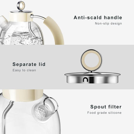 ASCOT Electric Kettle, Glass Electric Tea Kettle, Gift for Man/Women/Family, 1.5L Glass Tea Heater & Hot Water Boiler, BPA-Free, Auto Shut-Off