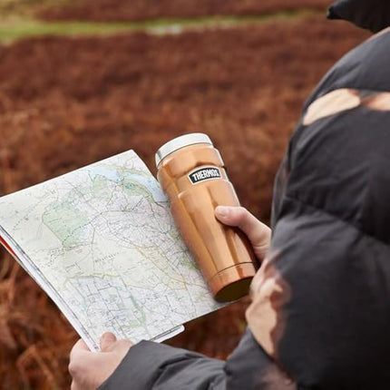 Thermos Stainless King Travel Tumbler & Multi- Purpose Flask- 470ml Insulated Hot & Cold Water Bottle for Daily Commute & Weekend Adventures - Sleek Design in Red, 5-Year Durability
