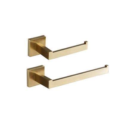 Bathroom Hardware Set,2-Pieces Brushed Gold Accessories 304 Stainless Steel Wall Mounted Bathroom Hardware 2-Piece Set Towel Rack and Toilet Paper