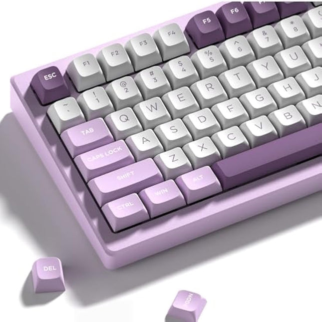 dagaladoo XVX 189-Key Double Shot PBT Keycaps, XVX Profile for Cherry/Gateron MX Switches, 60%/65%/75%/100% Mechanical Keyboards, White/Purple