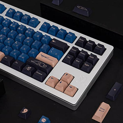 Blue Samurai Keycaps 129 Keys PBT Cherry Profile Keycaps Dye Sublimation with Key Puller for RK61 GK61 Anne Pro Cherry Mx Mechanical Keyboard
