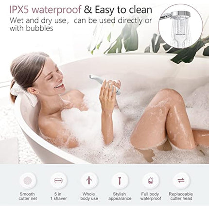 5 in 1 Lady Shavers for Women Facial Hair Remover for Women Bikini Trimmer Eyebrow Trimmer Electric Shaver for Face Eyebrow Lip Nose Legs Underarm Bikini Portable Waterproof Painless with USB Charging