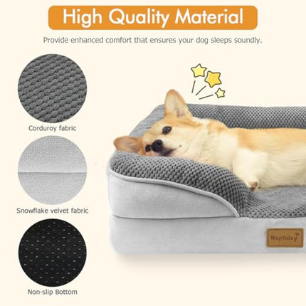 Nepfaivy Dog Bed Extra Large - Waterproof Orthopedic Dog Bed with Pillow Cushions, 111×80cm Soft Extra Large Sofa Bed with Removable and Washable Covers, Dark Grey