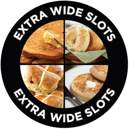 Russell Hobbs Textures 2 Slice Toaster (Extra Wide Slots, 6 Browning levels, Frozen, cancel & reheat function with indicator lights, Removable crumb tray, 850W, Black matt & high gloss finish) 21641