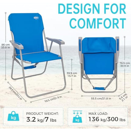 #WEJOY Folding Beach Chairs Lightweight Portable Garden Chair with Armrest Sturdy High Back Camping Chair for Outdoor Fishing Festival
