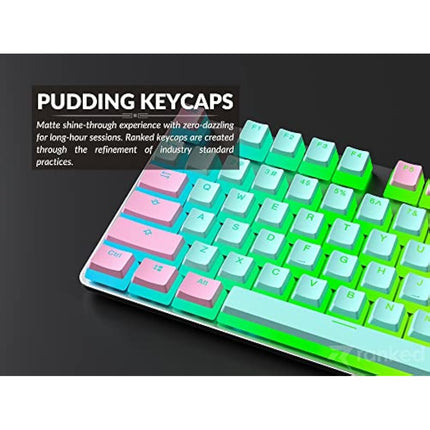 Ranked Pudding v2 PBT Keycaps | 145 Double Shot Translucent ANSI US & ISO Layout | OEM Profile for Full Size, TKL, 75%, 65% and 60% RGB Mechanical Gaming Keyboard (Miami)