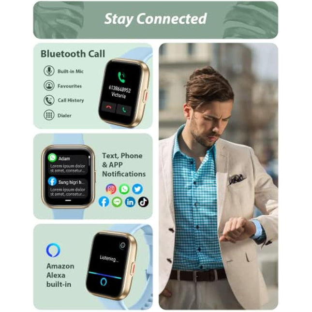 Smart Watch for Women(Answer/Make Call), Alexa Built-in 1.8" Touch Screen Fitness Watch with SpO2 Heart Rate Sleep Monitor, 100 Sport, IP68 Waterproof Step Counter Ladies Smartwatch for iPhone Android