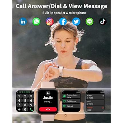 Smart Watch for Women(Answer/Make Call), Alexa Built-in 1.8" Touch Screen Fitness Watch with SpO2 Heart Rate Sleep Monitor, 100 Sports IP68 Waterproof Step Counter Ladies Smartwatch for iPhone Android