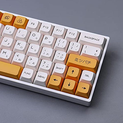PBT Keycaps 137 Keys XDA Profile DYE-SUB Personalized White Yellow Honey Milk Japanese Keycap Suitable for Mechanical Gaming Keyboard (Japanese)