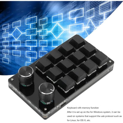 zalati Mechanical Keyboard, 12-Key USB Mini Programmable Keys No Drive Needed with Knob Design Easy to carry 2.97 x 5.14inch - Black