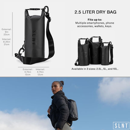 Silent Pocket SLNT Waterproof Faraday Dry Bag Military-Grade Nylon 2.5 Liter Faraday Bag - RFID Signal Blocking Dry Bag/Waterproof Backpack Protects