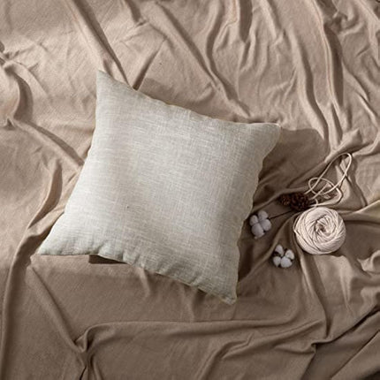 GONOVE Cushion Covers 60×60cm Solid Soft Cotton Linen Throw Pillow Cover Set of 4 Decorative Plain Pillowcase Square Cushion Cover for Home Sofa Bed Chair Décor, Beige