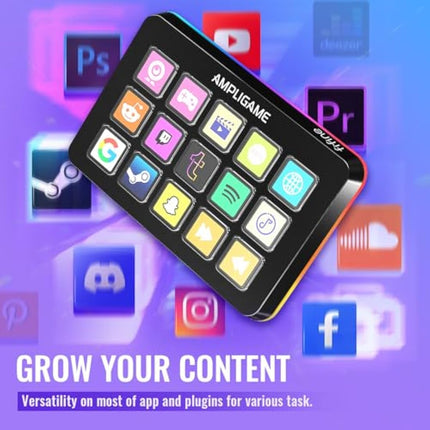 FIFINE Macro Keyboard with 15 Customizable Keys for Live Stream, Gaming and Podcast, Streaming Controller Compatible with Twitch/OBS/YouTube/Streamlabs Etc, Keypad for Mac and PC - D6