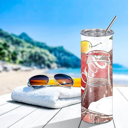 MSYU 10 Pack Sublimation Tumblers Bulk, 20 oz Stainless Steel Straight Skinny Tumbler, White Double Walled Vacuum Tumbler with Straws and Lid for DIY, Memorial Gifts, Individually Boxed