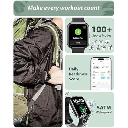 Smart Watch for Men Women (Answer/Make Call), Alexa Built-in, 1.8" Touch Screen Fitness Watch with SpO2 Heart Rate Sleep Monitor, 100 Sport, IP68 Waterproof Step Counter Smartwatch for iPhone Android