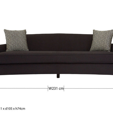 3 Seater Black Dimity Fabric Sofa, Rania