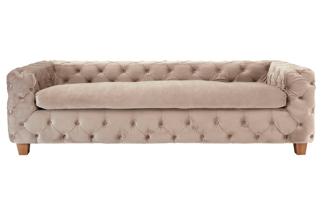 3 Seater Beige Velvet Sofa, Ophelia