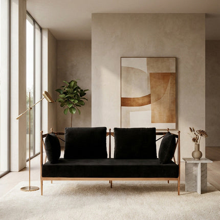 2 Seater Rose Gold Lattice Arms Sofa, Novo