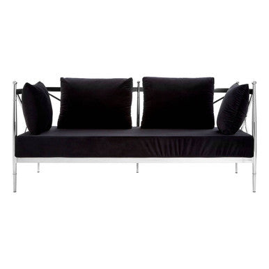 2 Seater Sofa With Silver Lattice Arms, Novo