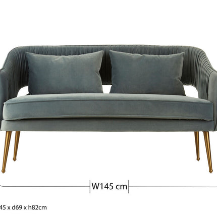 2 Seater Dusky Blue Velvet Sofa, Hendricks