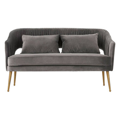 2 Seater Grey Velvet Sofa, Hendricks