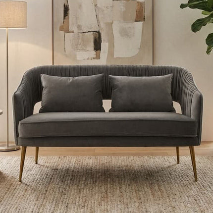 2 Seater Grey Velvet Sofa, Hendricks