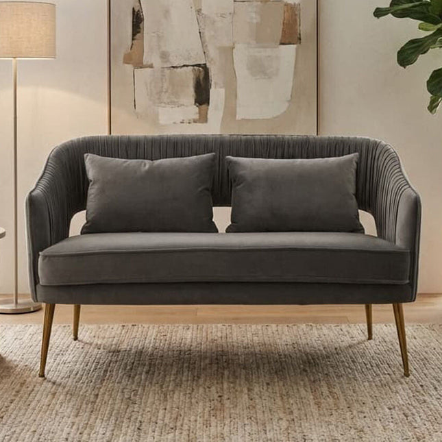 2 Seater Grey Velvet Sofa, Hendricks