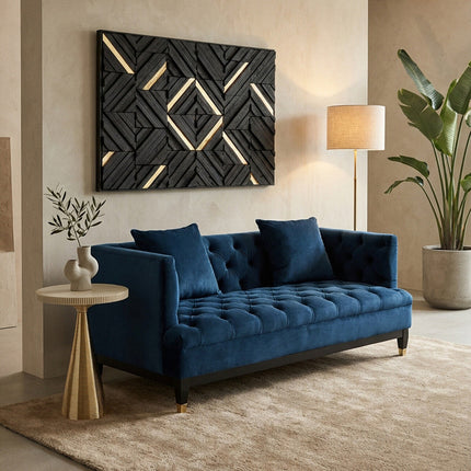 2 Seater Navy Fabric Sofa, Sefira