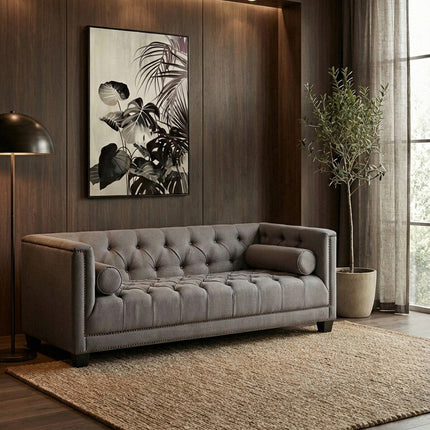 2 Seater Grey Fabric Sofa, Surina