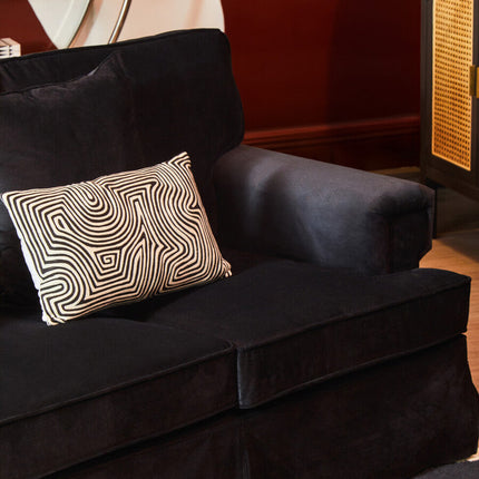 3 Seater Black Velvet Sofa, Ralph