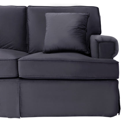 3 Seater Black Velvet Sofa, Ralph