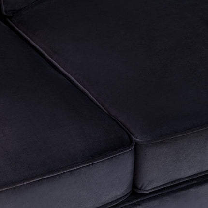 3 Seater Black Velvet Sofa, Ralph