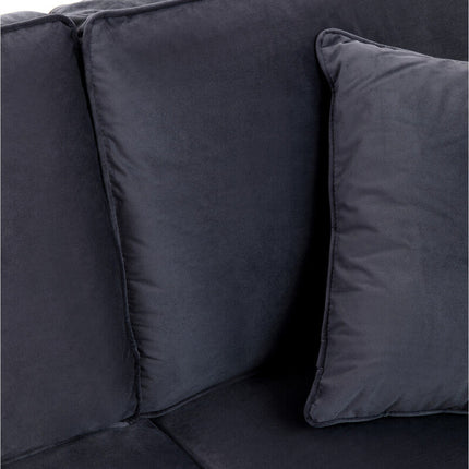 3 Seater Black Velvet Sofa, Ralph